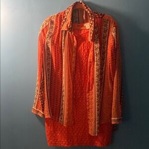 Bogo!!!FREE Free People Coral Brown Long Sleeve Midi and eyelet Sundress